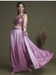 Capricious Pink Chinon Ready-Made Crop Top Palazzo With Shrug