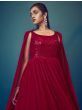 Mesmerizing Red Sequins Georgette Ready-Made Bridesmaid Gown