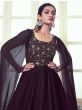 Charming Wine Sequins Georgette Wedding Wear Ready-Made Gown
