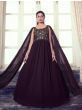Charming Wine Sequins Georgette Wedding Wear Ready-Made Gown
