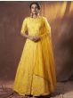 Yellow Lucknowi Georgette Party Wear Lehenga With Jacket Style Choli