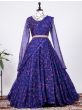 Glamorous Blue Floral Printed Georgette Ready-Made Gown With Belt

