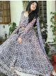 Enchanting Black Floral Printed Georgette Gown With Dupatta