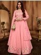 Charming Pink Sequins Embroidered Georgette Ready Made Anarkali Suit
