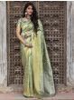 Pista Green Golden Weaving Banarasi Silk Wedding Wear Saree