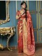 Red Golden Weaving Banarasi Silk Bridal Wear Saree