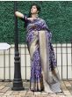 Navy Blue Weaving Banarasi Silk Festive Saree With Blouse