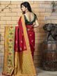 Red Heavy Bordered Banarasi Silk Wedding Wear Saree With Blouse