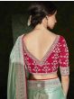 Exquisite Pista Green Embroidery Silk Wedding Wear Saree