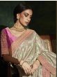 Luxurious Cream Weaving Silk Wedding Wear Saree