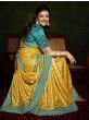 Fantastic Golden Embroidery Silk Wedding Wear Saree