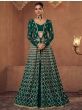 Adorable Green Embroidered Georgette Crop Top Sharara With Jacket