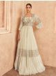 Charming Cream Sequins Embroidery Georgette Reception Gown