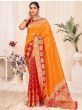Orange Banarasi Silk Wedding Wear Saree With Blouse