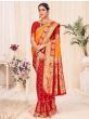 Orange Banarasi Silk Wedding Wear Saree With Blouse