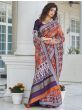 Sumptuous Purple And Orange Patola Weaving Silk Reception Wear Saree