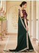 Alluring Dark Green Thread Embroidered Vichitra Reception saree