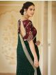 Alluring Dark Green Thread Embroidered Vichitra Reception saree