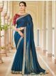 Capricious Blue Sequins Embroidery Vichitra Saree With Blouse
