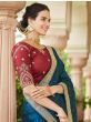 Capricious Blue Sequins Embroidery Vichitra Saree With Blouse
