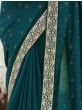 Euphoric Teal Green Sequins embroidered Vichitra Saree With Blouse