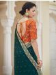 Euphoric Teal Green Sequins embroidered Vichitra Saree With Blouse