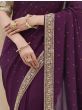 Superior Purple Sequined Embroidery Vichitra Party Wear Saree