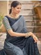 Gorgeous Grey Fully Sequined Embroidered Chinon Party Wear Saree 