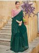 Desirable Green Sequined Embroidery Chinon Saree With Blouse