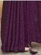 Phenomenal Dark Purple Fully Sequins Embroidered Party Wear Saree