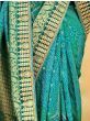 Magnificent Teal Blue Multi Work Pure Dola Silk Traditional Saree