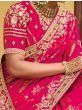 Ravishing Dark Pink Multi Work Pure Dola Silk Traditional Saree
