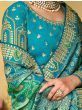 Lavish Blue And Green Gota Work Pure Dola Silk Traditional Saree