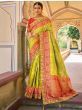 Lovely Green And Red Gota Work Pure Dola Silk Traditional Saree