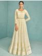 Adorable Off-White Thread Embroidered Georgette Ready-Made Gown