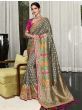 Beautiful Grey Embroidered Silk Wedding Wear Saree With Blouse