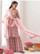 Awesome Light Pink Digital Printed Heavy Muslin Sharara Suit