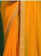 Impressive Yellow Bandhani Printed Chiffon Saree With Blouse

