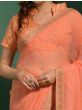 Captivating Peach Bandhani Printed Chiffon Event Wear Saree
