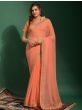 Captivating Peach Bandhani Printed Chiffon Event Wear Saree
