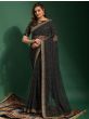 Wonderful Black Thread Embroidered Chiffon Party Wear Saree
