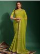 Superior Olive Green Bandhani Printed Chiffon Saree With Blouse