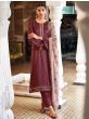 Magnificent Wine Embroidered jacquard Salwar Suit With Dupatta
