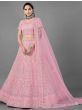 Pink Stone Embroidered Net Bridal Lehenga Choli
