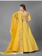 Yellow Dori Embroidered Art Silk Wedding Wear Lehenga Choli