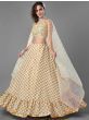 Beige Mirror Viscose Silk Wedding Wear Lehenga Choli