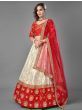 Red & White Jacquard Art Silk Bridal Wear Lehenga Choli
