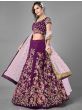 Purple Embroidered Satin Wedding Wear Lehenga Choli