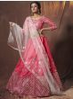 Hot Pink Zari Work Art Silk Wedding Wear Lehenga Choli