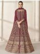 Lovely Maroon Embroidered Net Party Wear Anarkali Gown